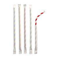 Pailles en papier souples Ø 6 mm · 20 cm couleurs assorties "Stripes" emballage individuel