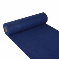 Chemin de table, aspect tissu, non tissé "soft selection" 24 m x 40 cm bleu foncé