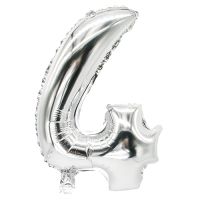 Ballon aluminium 35 cm x 20 cm argent "4"