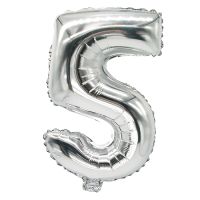 Ballon aluminium 35 cm x 20 cm argent "5"