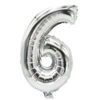 Ballon aluminium 35 cm x 20 cm argent "6"