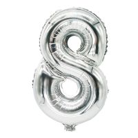 Ballon aluminium 35 cm x 20 cm argent "8"