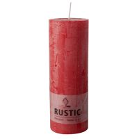 Bougie cylindrique Ø 68 mm · 190 mm rouge "Rustic" teinté dans la masse