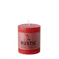 Bougie cylindrique Ø 68 mm · 80 mm rouge "Rustic" teinté dans la masse