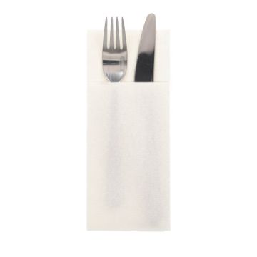 Pochettes à couverts pliage 1/8 40 cm x 33 cm blanc serviette Airlaid