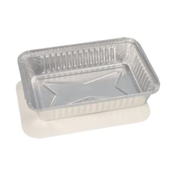 Barquettes aluminium avec couvercle en carton laminé, PE rectangulaire 0,8 l 4 cm x 15 cm x 21,4 cm