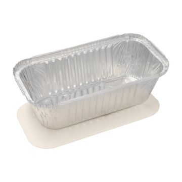 Plats en aluminium avec couvercles en carton laminé PP rectangulaire 1,5 l 7 cm x 13 cm x 24,2 cm