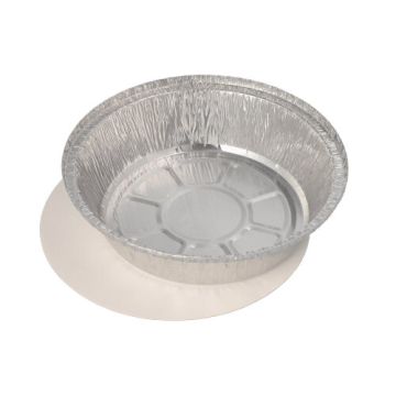 Plats en aluminium avec couvercles en carton laminé PP rond 0,77 l Ø 18,2 cm · 4 cm