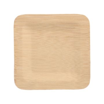 Assiettes, en bambou "pure" rectangulaire 1,5 cm x 18 cm x 18 cm