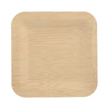 Assiettes, en bambou "pure" rectangulaire 1,5 cm x 23 cm x 23 cm