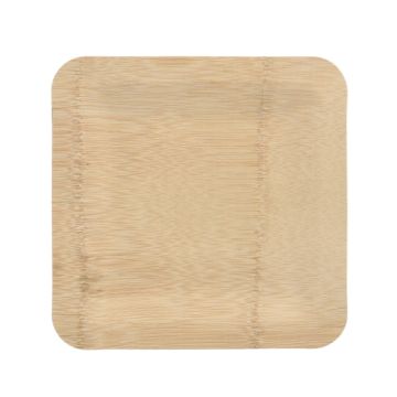 Assiettes, en bambou "pure" rectangulaire 1,5 cm x 25,5 cm x 25,5 cm