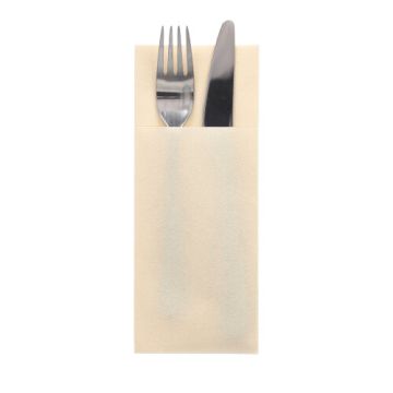 Pochettes à couverts, airlaid pliage 1/8 40 cm x 33 cm crème