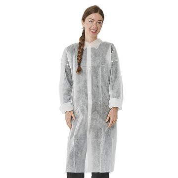 "WORK-INN/PS" Blouse visiteur, PP 142 cm x 112 cm blanc avec des boutons pression