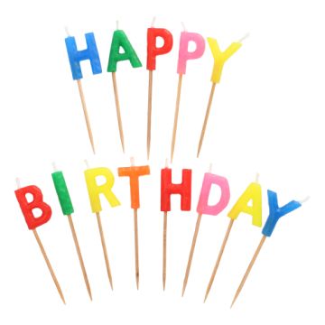Bougies d'anniversaire 8 cm "Happy Birthday"