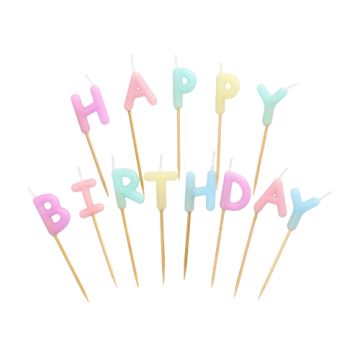 Bougies d'anniversaire pastell 8 cm "Happy Birthday"