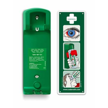 "Cederroth" Support mural Lavage oculaire 27 cm x 9 cm x 7 cm "Eye Wash" indications comprises