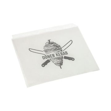 Pochettes à kebab blanches, très résistantes à la graisse 16 cm x 16 cm, papier sulfurisé