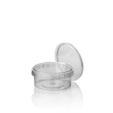 Pots alimentaires, PP 240 ml Ø 9,5 cm · 5,6 cm transparent à fermeture originale