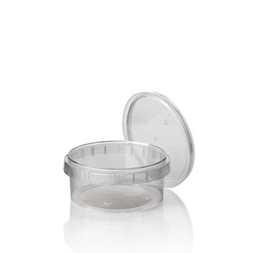 Pots alimentaires, PP 300 ml Ø 11,8 cm · 5,1 cm transparent à fermeture originale