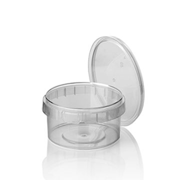 Pots transparents, PP 480 ml Ø 11,8 cm · 7 cm transparent à fermeture originale