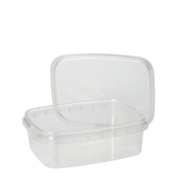 Pots alimentaires, PP rectangulaire 200 ml 3,5 cm x 8,6 cm x 10,9 cm transparent à fermeture originale