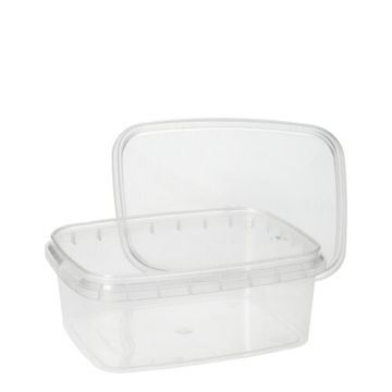 Pots alimentaires, PP rectangulaire 250 ml 4 cm x 8,6 cm x 10,9 cm transparent à fermeture originale