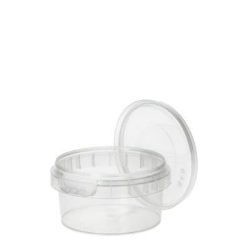 Pots alimentaires, PP rond 80 ml Ø 6,9 cm · 3,65 cm transparent à fermeture originale