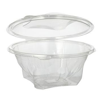 Boîtes traiteur avec couvercle charnière, R-PET rond 1000 ml Ø 18,5 cm · 7,8 cm transparent