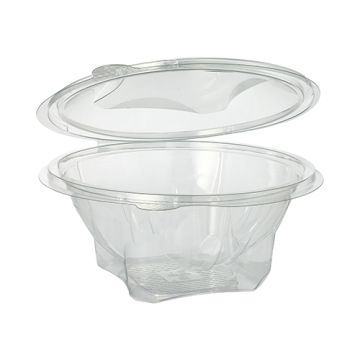 Boîtes traiteur avec couvercle charnière, R-PET rond 750 ml Ø 17,4 cm · 7,3 cm transparent
