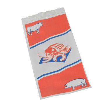 Sacs pour boucherie en papier kraft avec ficelle 28 cm x 14 cm x 6 cm blanc à motif, petit