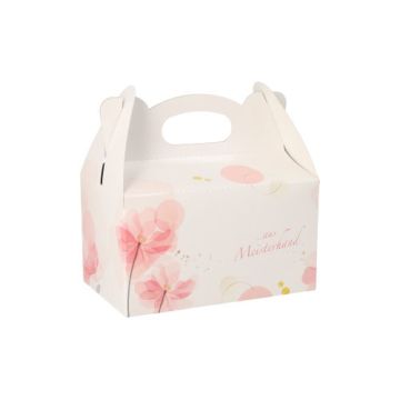 Boîtes à gateaux en carton rectangulaire 16 cm x 10 cm x 9 cm rosé avec poignée