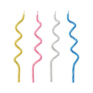Bougies d'anniversaires 12,5 cm couleurs assorties "Spirale"