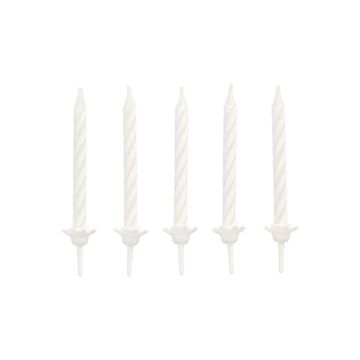 Bougies d´anniversaire avec support 6 cm blanc