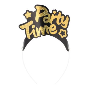 Serre tête, diadème noir/or ""Party Time" "Metallic""