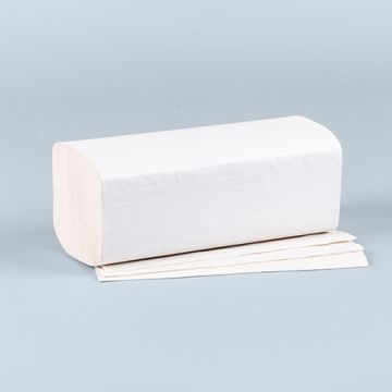 Papier essuie-mains pliage en V 23 cm x 25 cm blanc "Eco" 2 plis (20x160)