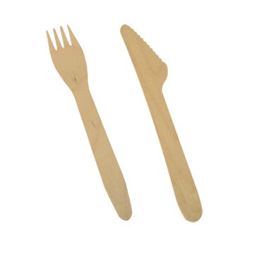 Couverts, bois "pure" 16,5 cm (Couteaux, fourchettes)