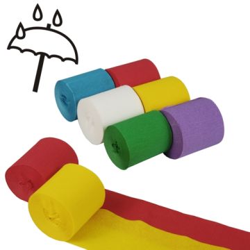 Banderoles, crépon 10 m x 5 cm couleurs assorties résistant à l'eau