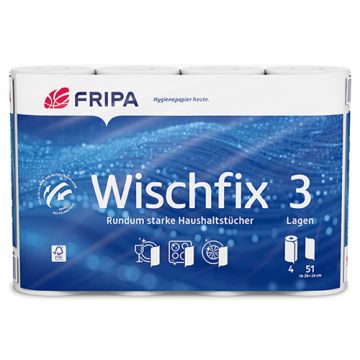 Essuie-tout cuisine, 3 plis 26 cm x 23,8 cm blanc "Wischfix" 51 feuilles