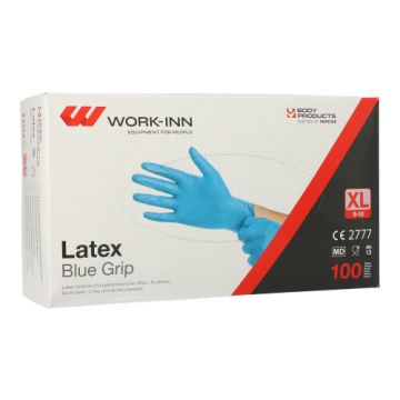 "WORK-INN" Gants en latex, non poudrés bleu "Blue Grip" Taille XL