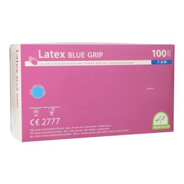 "Medi-Inn PS" Gants en latex, non poudrés bleu "Blue Grip" Taille M