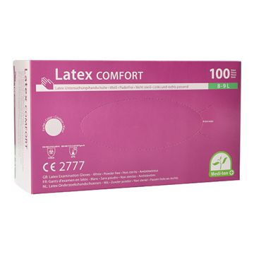 "Medi-Inn PS" Gants en latex, non poudrés "Comfort" blanc-nature Taille L