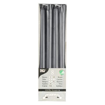 Bougies de chandelier Ø 2,2 cm · 25 cm gris en 100 % stéarine