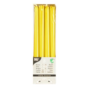 Bougies de chandelier Ø 2,2 cm · 25 cm jaune en 100 % stéarine