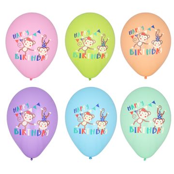 Ballons Ø 29 cm couleurs assorties "Monkey Birthday"