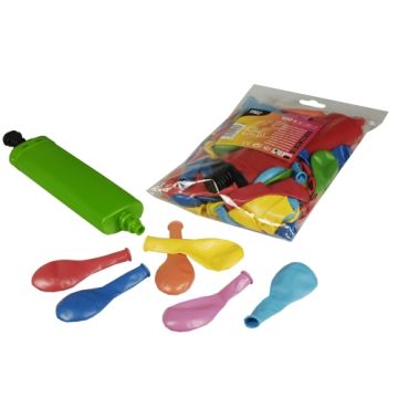 Ballons avec pompe Ø 22 cm couleurs assorties