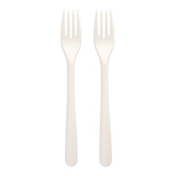 Fourchettes réutilisables  "Folia" C-PLA 19 cm blanc
