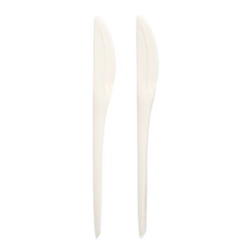 Couteaux réutilisables "Folia" C-PLA 19 cm blanc
