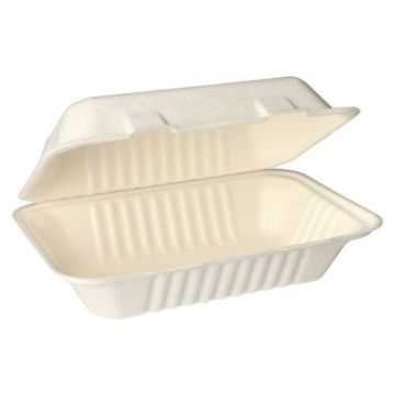 Boîtes repas, canne à sucre "pure" sans compartiments 7,9 cm x 23 cm x 15,5 cm blanc
