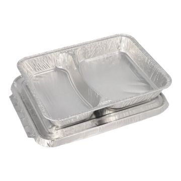 Plat en aluminium, avec couvercle 2 compartiments 0,83 l 3 cm x 17,7 cm x 22,5 cm