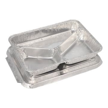 Plat en aluminium, avec couvercle 3 compartiments 0,76 l 3 cm x 17,7 cm x 22,5 cm